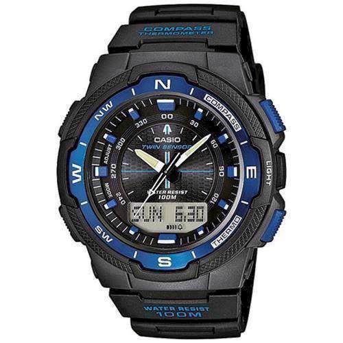 Image of Casio Collection / Pro-Trek sort resin med stål quartz multifunktion (5269) Herre ur, model SGW-500H-2BVER